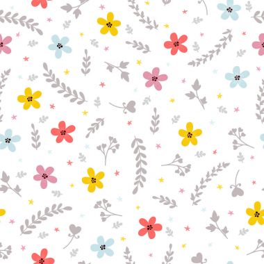 Çiçek şık arka plan. Şirin Dikişsiz desen renkli çiçekli. Zarif duvar kağıtları