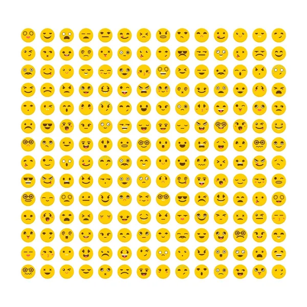 Satz von Emoticons. flache Bauweise. große Sammlung mit verschiedenen Ausdrucksformen. Avatare. Niedliche Emoji-Symbole — Stockvektor