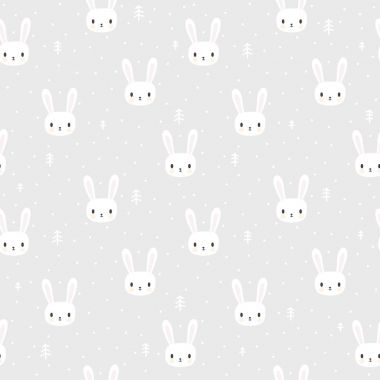 Karikatür tavşan ile kabile seamless modeli. Noel baskı soyut. Sevimli hayvanlar ile etnik köken el çekilmiş