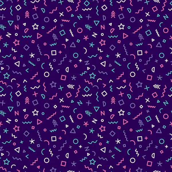 Memphis nahtlose Muster mit geometrischen Formen. trendiger Mode-Hintergrund für Einladungskarten, Poster oder Stoffbezüge. Doodle — Stockvektor