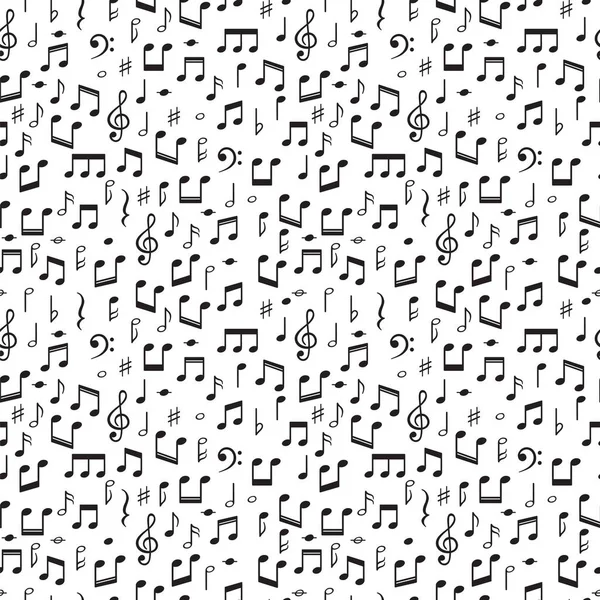 Modèle sans couture avec des notes de musique. Fond dessiné à la main avec des symboles de musique — Image vectorielle