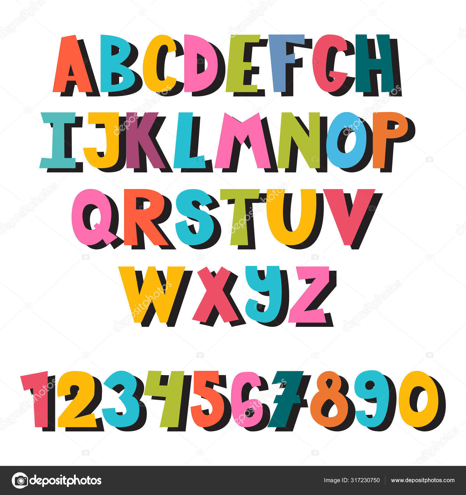 カラフルな手描きフォントのセット 学校英語のアルファベット かわいいc ストックベクター C Saenal78