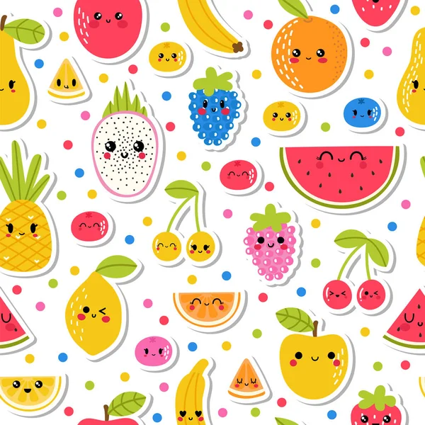Patrón Colorido Dibujado Mano Sin Costuras Con Frutas Tropicales Verano — Archivo Imágenes Vectoriales