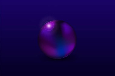 Lens soyut daire nesne ışık yansıması ile yuvarlak şekilli sihirli küre koyu mavi arkaplan izole nesne