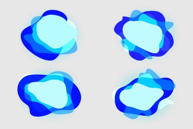 Mavi, modern, parlak noktalar, yuvarlak, katmanlı elementler. Boş yuvarlak şekiller mavi neon canlı renkler ayarlandı