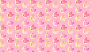 Renkli kalpleri olan pembe, romantik, pürüzsüz bir doku. Kartpostallar, afişler, posterler, web siteleri için tatlı bir aşk dokusu. Sevgililer Günü konusu