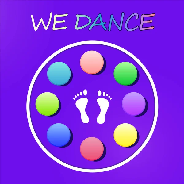 Renkli eğlence çemberi çocuk oyunu ayak izi vektör kartıyla