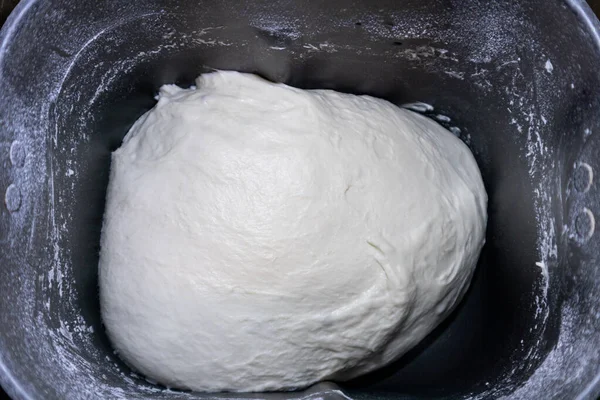 Ekmek Makinesi Makinesinde Ekmek Hamuru Sadece Yükselmeye Hazır Taze Beyaz — Stok fotoğraf