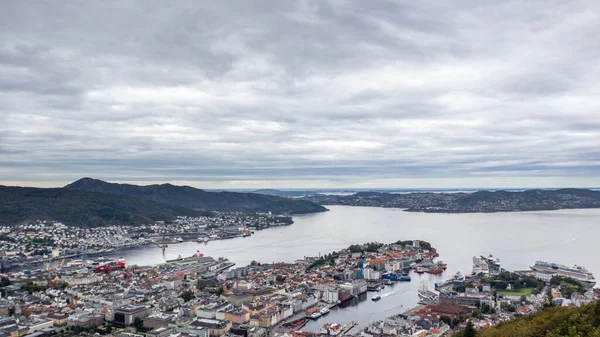 Bergen Északi Tenger Panorámás Légi Kilátás Floyen Attrakció Túrázási Terület — Stock Fotó