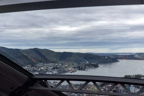 Floyen Siklóernyő Attrakció Bergen Északi Tenger Panorámás Légi Kilátás Kabin — Stock Fotó