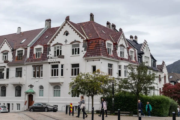 Bergen Norvège Septembre 2019 Maison Traditionnelle Scandinave Blanche Confortable Avec — Photo