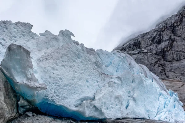 Льодовик Нігардсбрейн Сніг Близькі Панорамного Краєвиду Національному Парку Йостедальсбрен Норвезькі — стокове фото