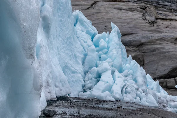 Nigardsbreens Glaciäris Och Snö Syns Nära Håll Jostedalsbreens Nationalpark Norge — Stockfoto