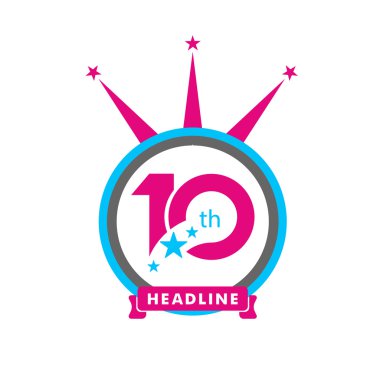 Ten symbol, years, anniversary logo, discount clipart