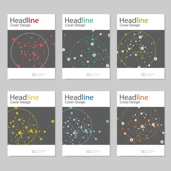 设置连接、 网络、 医疗、 科学和技术的宣传册封面模板 — 图库矢量图片
