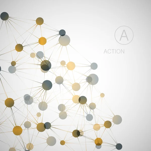 Dynamische molecuul structuur. Wetenschap en verbinding concept. Neuronen abstracte bal — Stockvector