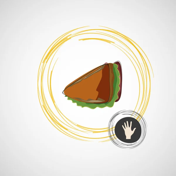 Tasty and juicy sandwich on a light. Vector design — Stock Vector