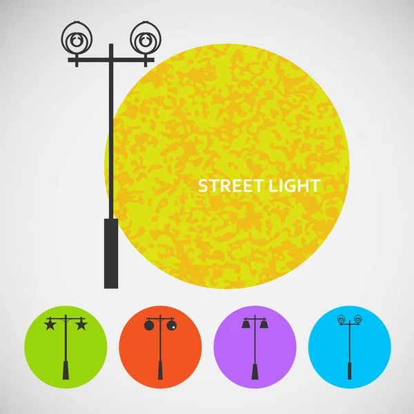 Definir luzes de rua vintage em fundos coloridos — Vetor de Stock