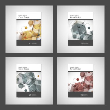 Faaliyet Raporu broşür broşür ve ilan şablon tasarım, kitap kapağı vektör. Soyut altıgen yaratıcı