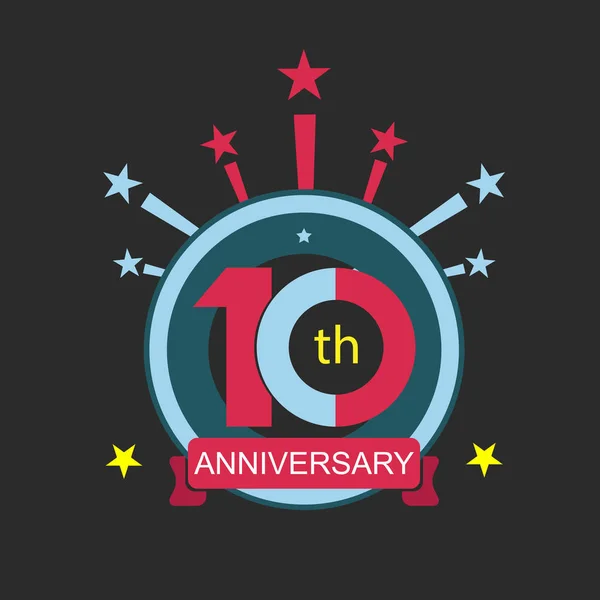 Ten symbol, years, anniversary logo, discount — Stock Vector