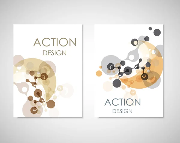 Conecte plantillas vectoriales para folleto, folleto, revista de portada o informe anual. Estructura molecular y comunicación — Vector de stock