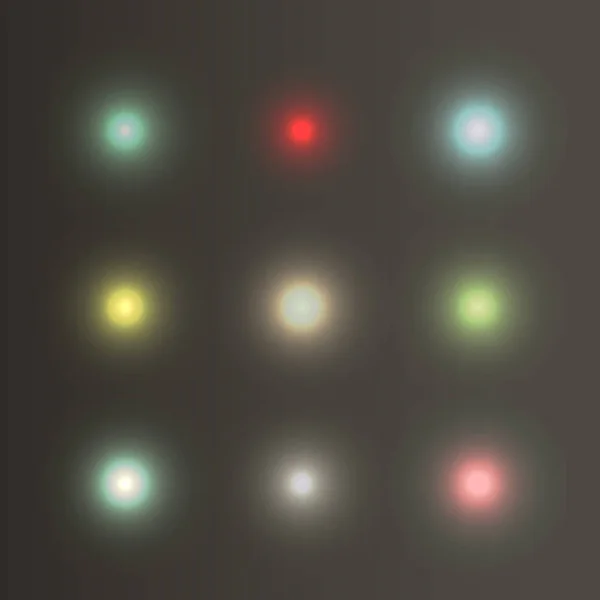 Conjunto de color abstracto brillo efecto de luz — Vector de stock