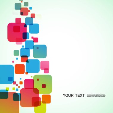 Beyaz arkaplanda soyut parlak kareler