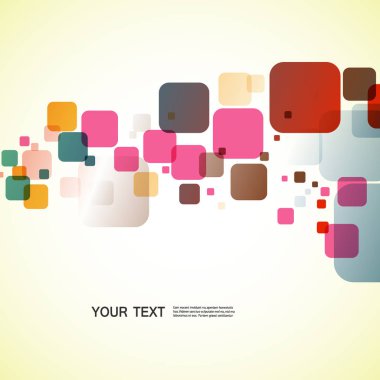 Beyaz arkaplanda soyut parlak kareler