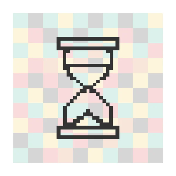 Vector pixel ikon timglas på en fyrkantig bakgrund — Stock vektor