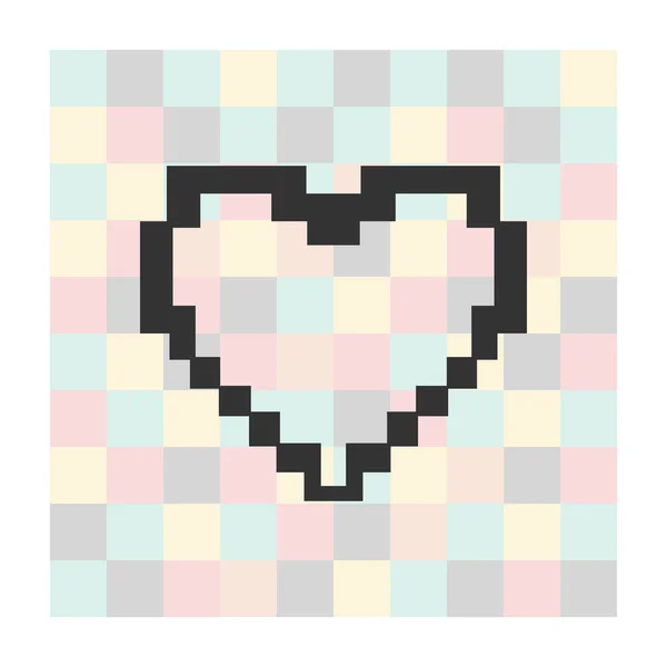 Icône de coeur vectoriel pixel sur un fond carré — Image vectorielle