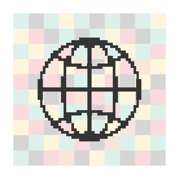 Vector pixel icono globo sobre un fondo cuadrado — Archivo Imágenes Vectoriales