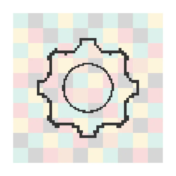 Vektor-Pixel-Symbol-Rädchen auf quadratischem Hintergrund — Stockvektor