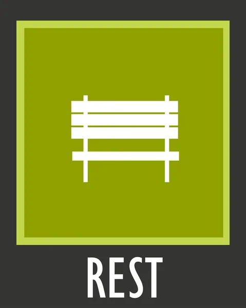 Vector simple icon for rest. Bench in park — Stock Vector