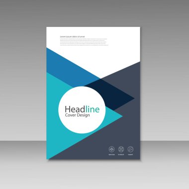 Soyut üçgen çizgi broşür kapağı tasarımı. A4 boyut şablonu