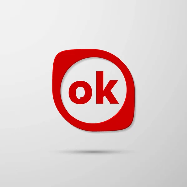 Vecteur rouge ok icône sur un fond blanc — Image vectorielle