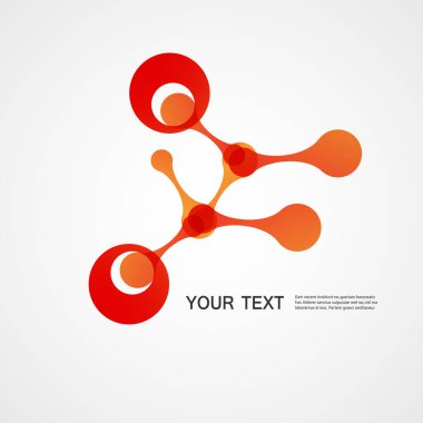 Beyaz arkaplandaki kırmızı vektör molekülü