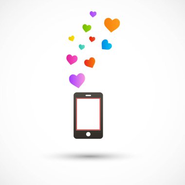 Parlak kalpli siyah bir vektör telefon. Renkli logo tasarımı