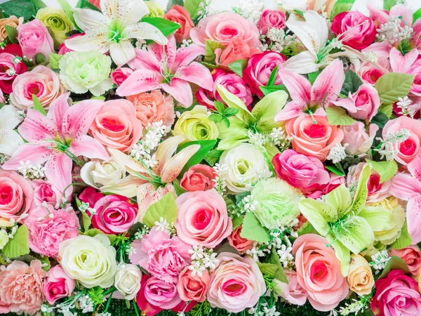 装飾結婚式のための色とりどりの花の背景 — ストック写真