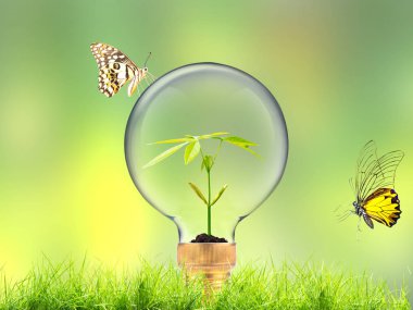 yüksek güç edison ampul doğa arka plan üzerinde