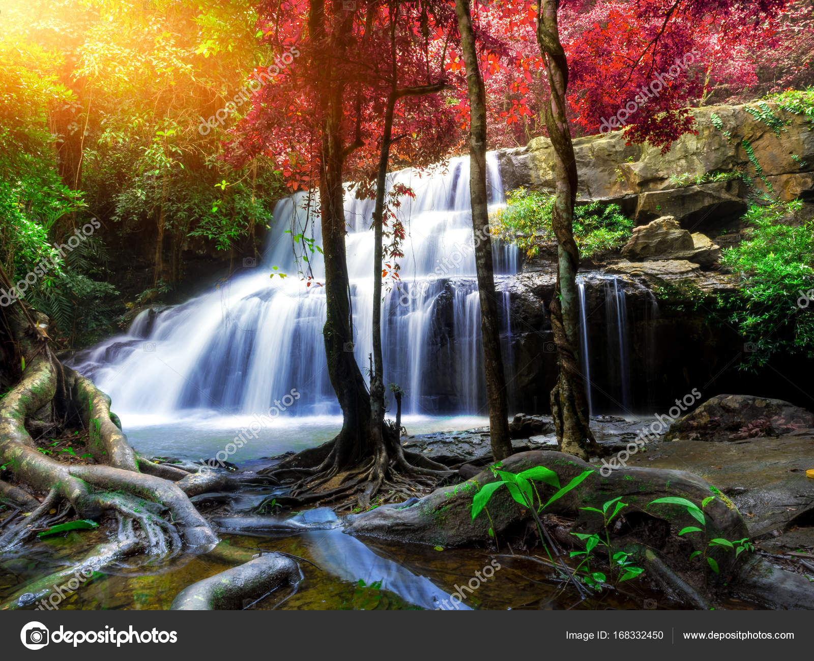 Paisaje selvático con maravillosa cascada — Foto de stock #168332450 ©  missisya, image size:1600x1300