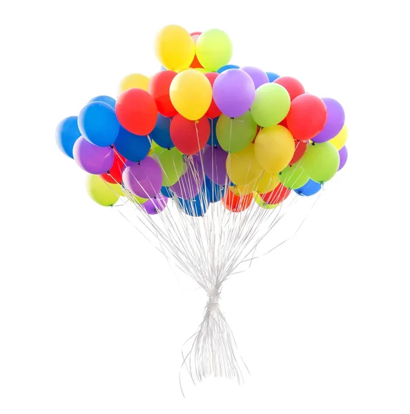 Bolhas de hélio, balões coloridos no fundo branco — Fotografia de Stock