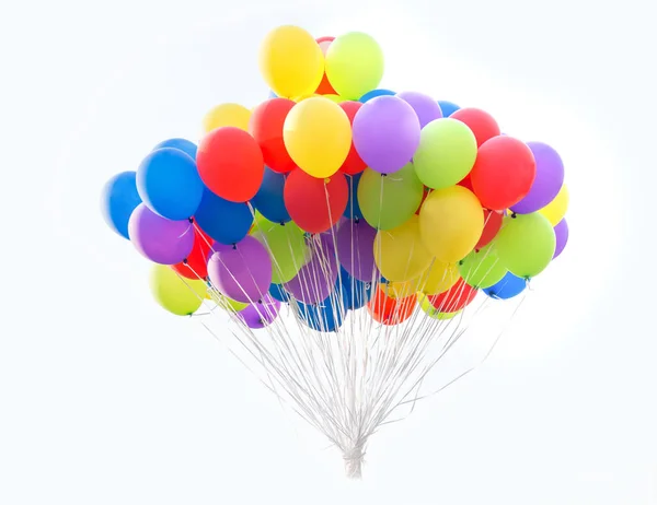 Bolhas de hélio, balões coloridos no fundo branco — Fotografia de Stock