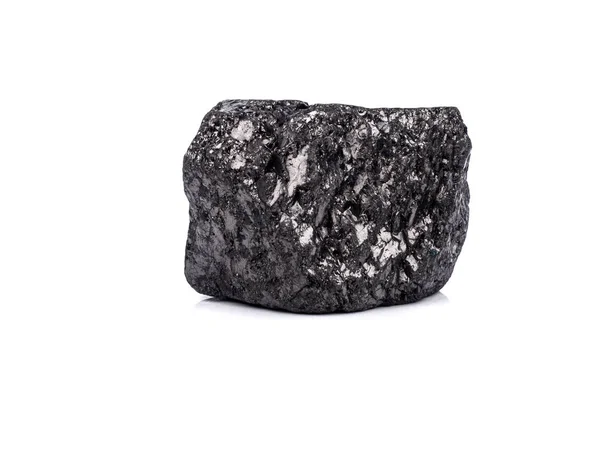 Czarny Węgiel bitumiczny na białym tle — Zdjęcie stockowe