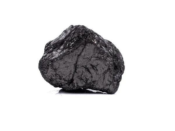 Czarny Węgiel Bitumiczny Białym Tle Kopalne Źródła Energii Cieplnej — Zdjęcie stockowe