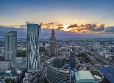 Warsaw, Poland. Aerial view of the city  clipart