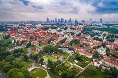 Varşova, Polonya. Şehrin havadan görünüşü 
