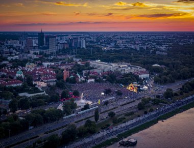 Varşova, Polonya. Şehrin havadan görünüşü 