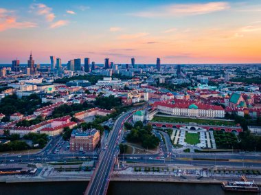 Warsaw, Poland. Aerial view of the city  clipart