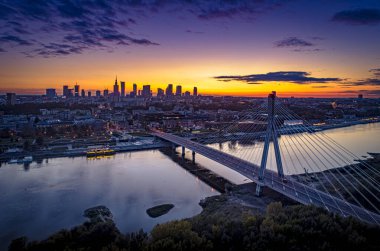 Varşova, Polonya. Şehrin havadan görünüşü 