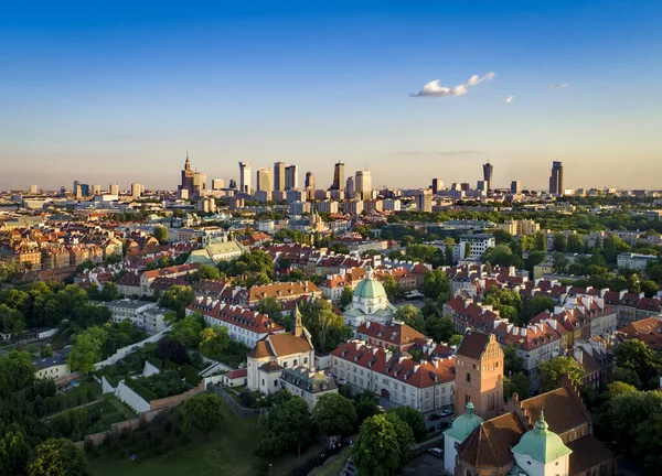 Варшава Польша Вид Воздуха Город Закате — стоковое фото